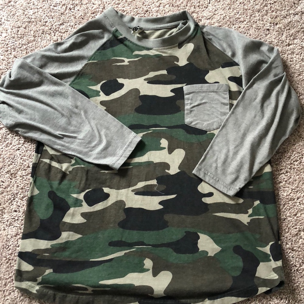 Army Print Baseball 3/4 Sleeve Shirt XL